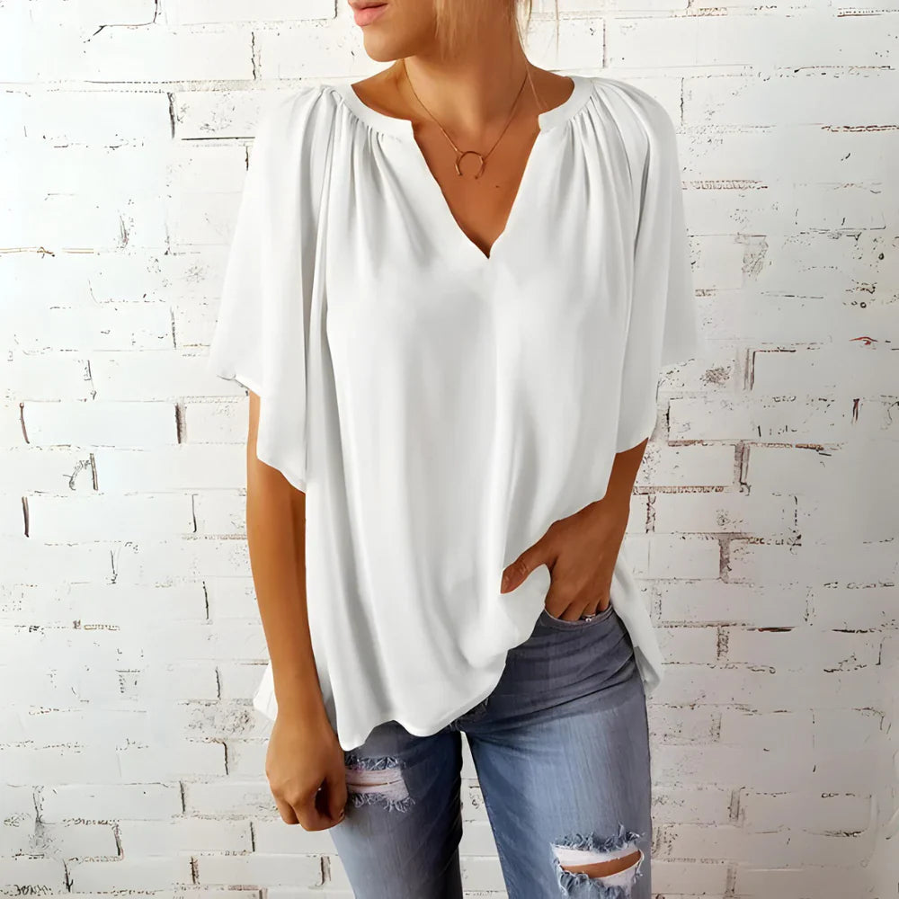 Blouse - V Neck Short Sleeve And Easier Arm Movement
