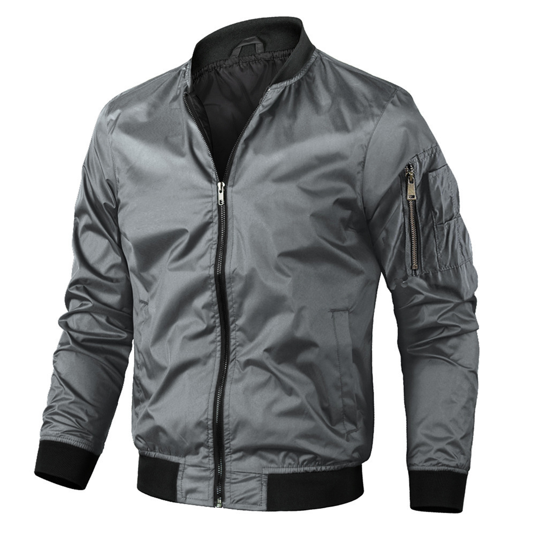 Bomber Jacket - Fabric Blend, Smooth Lining And Wind Shield