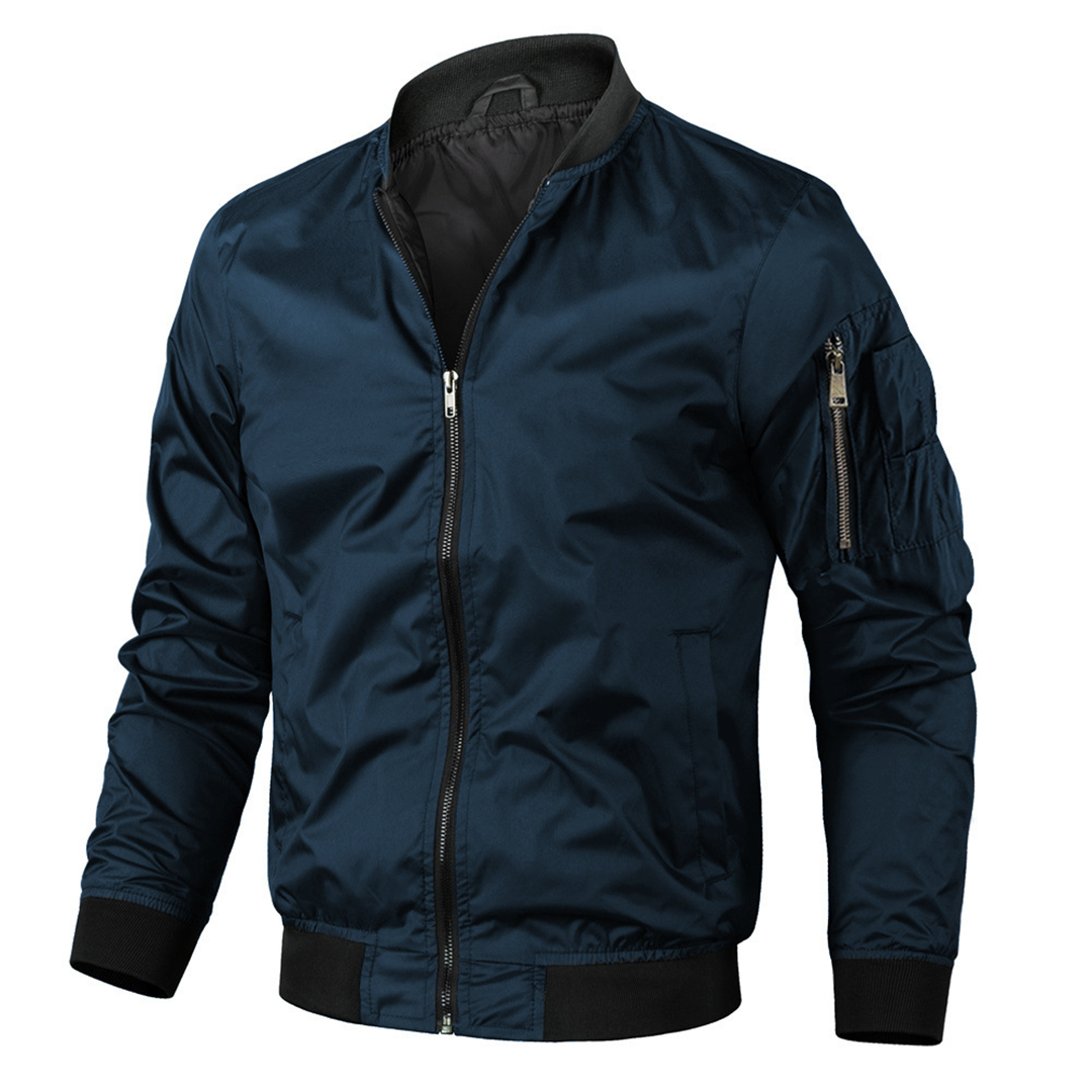 Bomber Jacket - Fabric Blend, Smooth Lining And Wind Shield