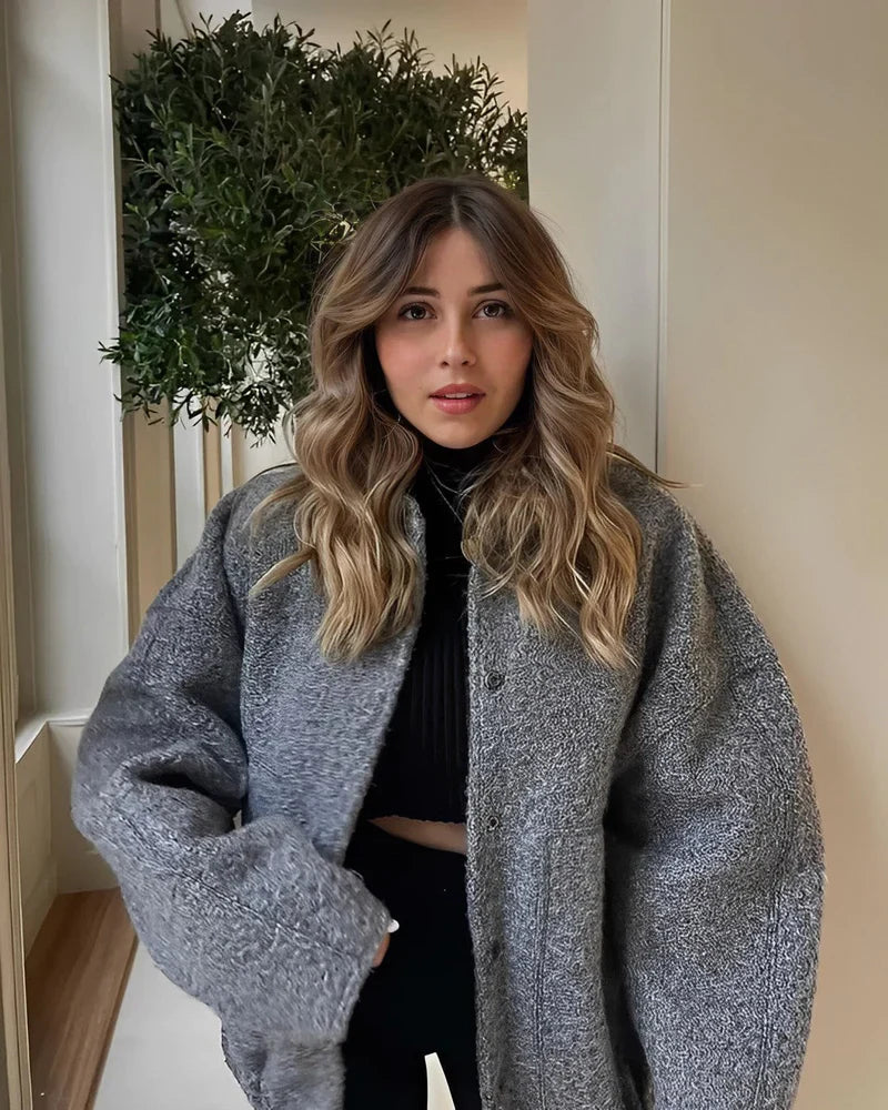 Bomber Jacket - Oversized Knit Silhouette & Layering Warmth