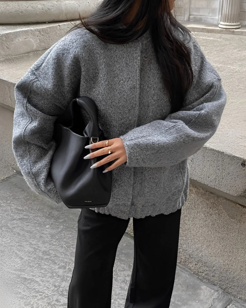 Bomber Jacket - Oversized Knit Silhouette & Layering Warmth