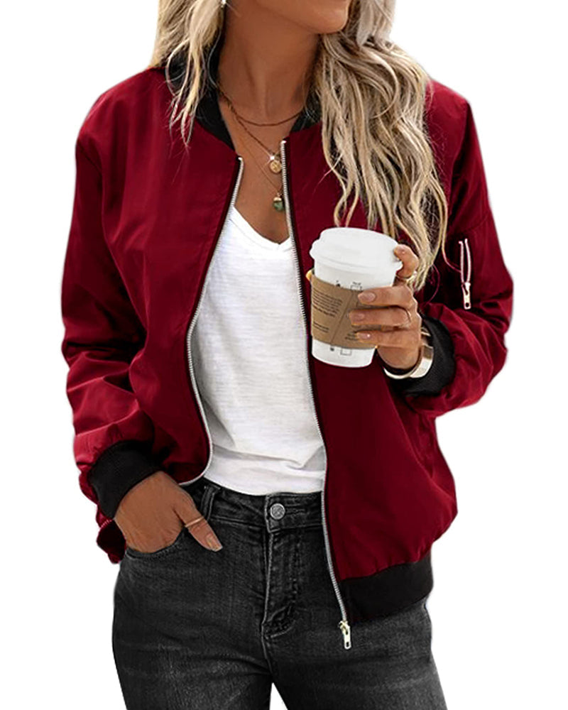 Bomber Jacket – Polyester Blend Biker Details & Wind Block