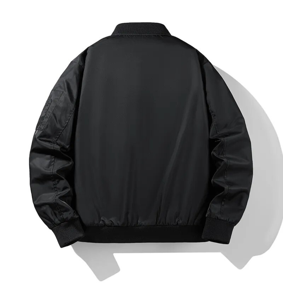 Bomber Jacket - Polyester Blend Ribbed Trim & Stretch Fit