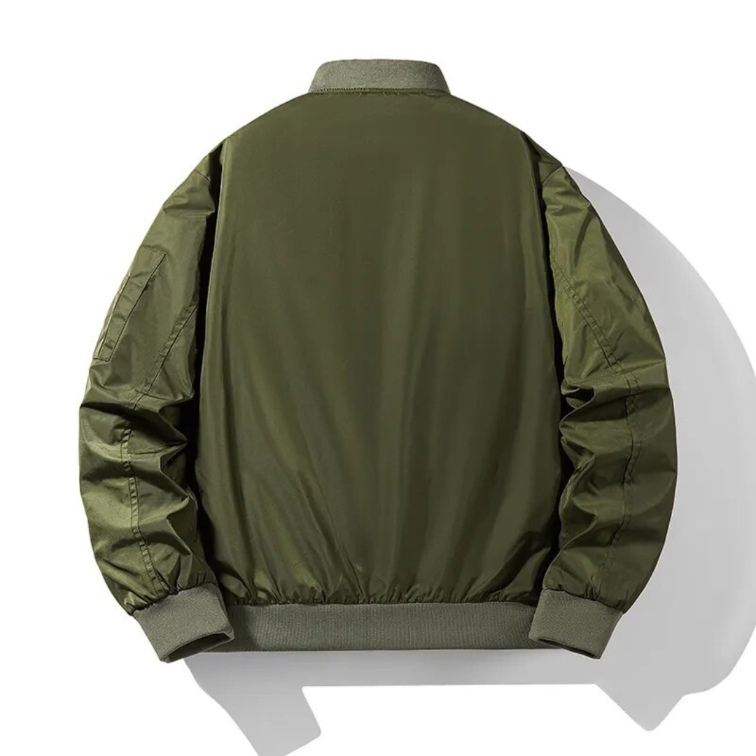 Bomber Jacket - Polyester Blend Ribbed Trim & Stretch Fit