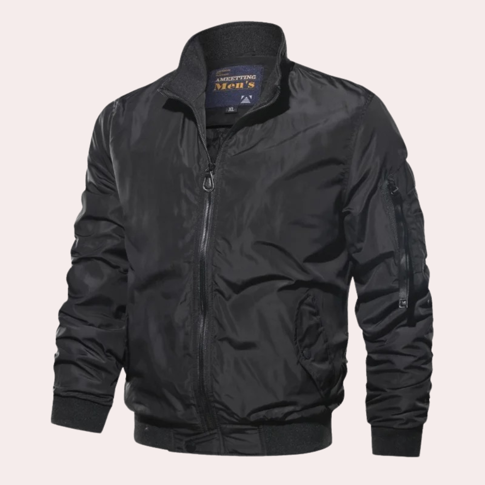Bomber Jacket - Polyester Blend Slim Cut And Wind Block