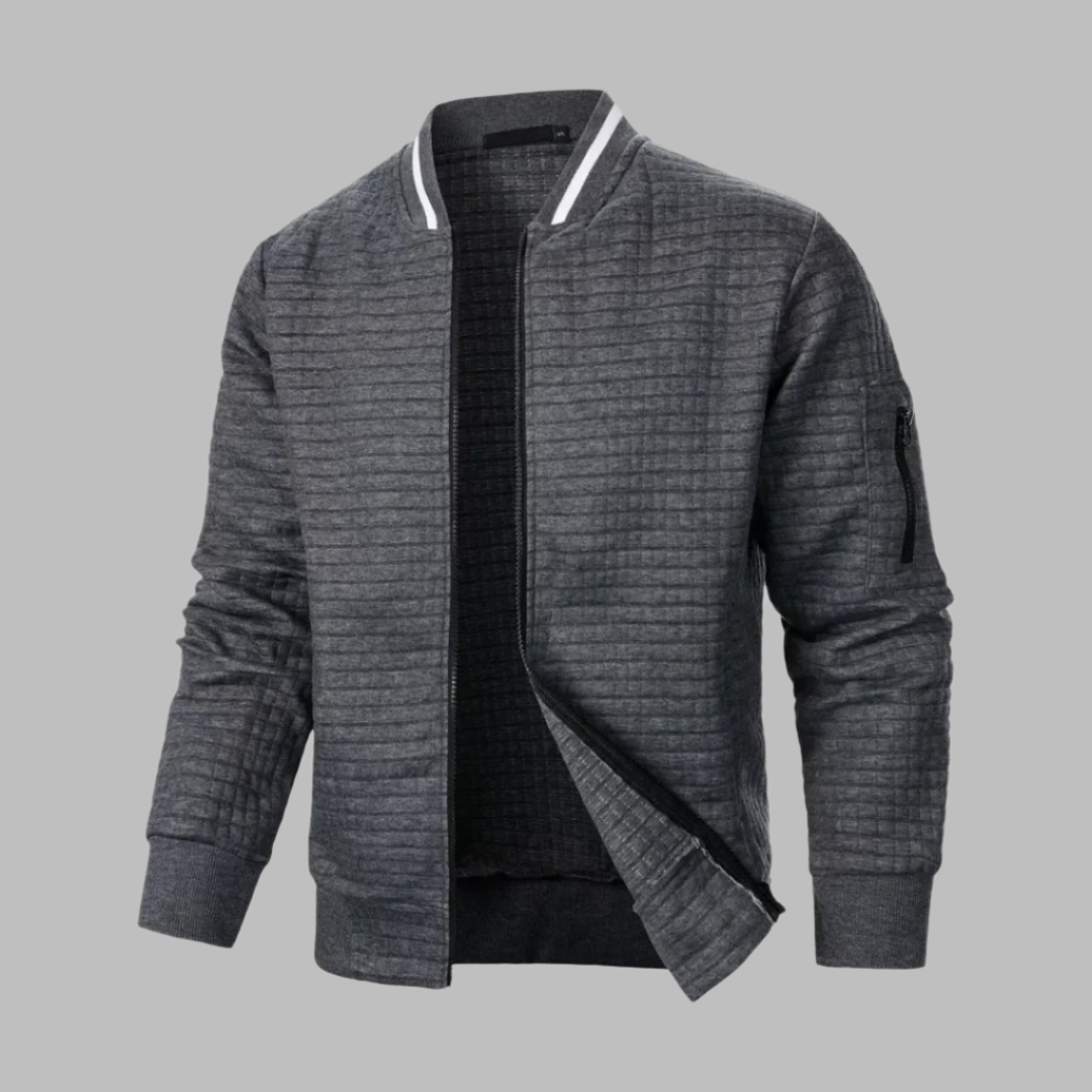 Bomber Jacket - Quilted Body And Ribbed Trim Holds Fit