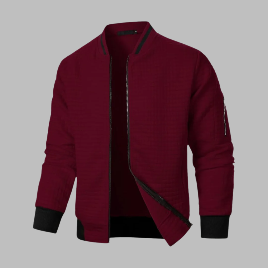 Bomber Jacket - Quilted Body And Ribbed Trim Holds Fit