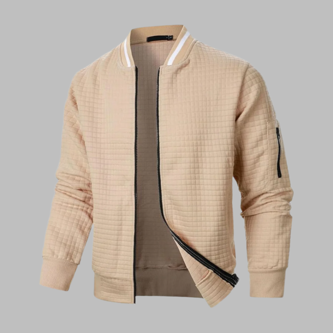 Bomber Jacket - Quilted Body And Ribbed Trim Holds Fit