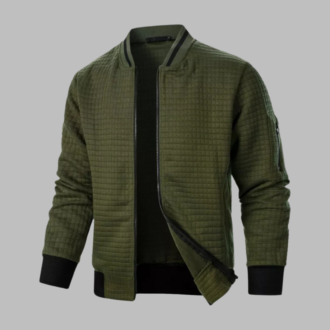 Bomber Jacket - Quilted Body And Ribbed Trim Holds Fit