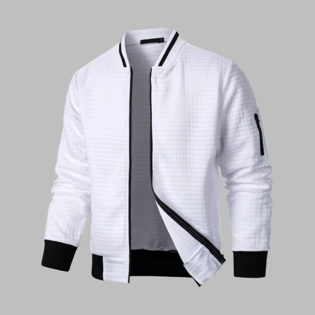 Bomber Jacket - Quilted Body And Ribbed Trim Holds Fit