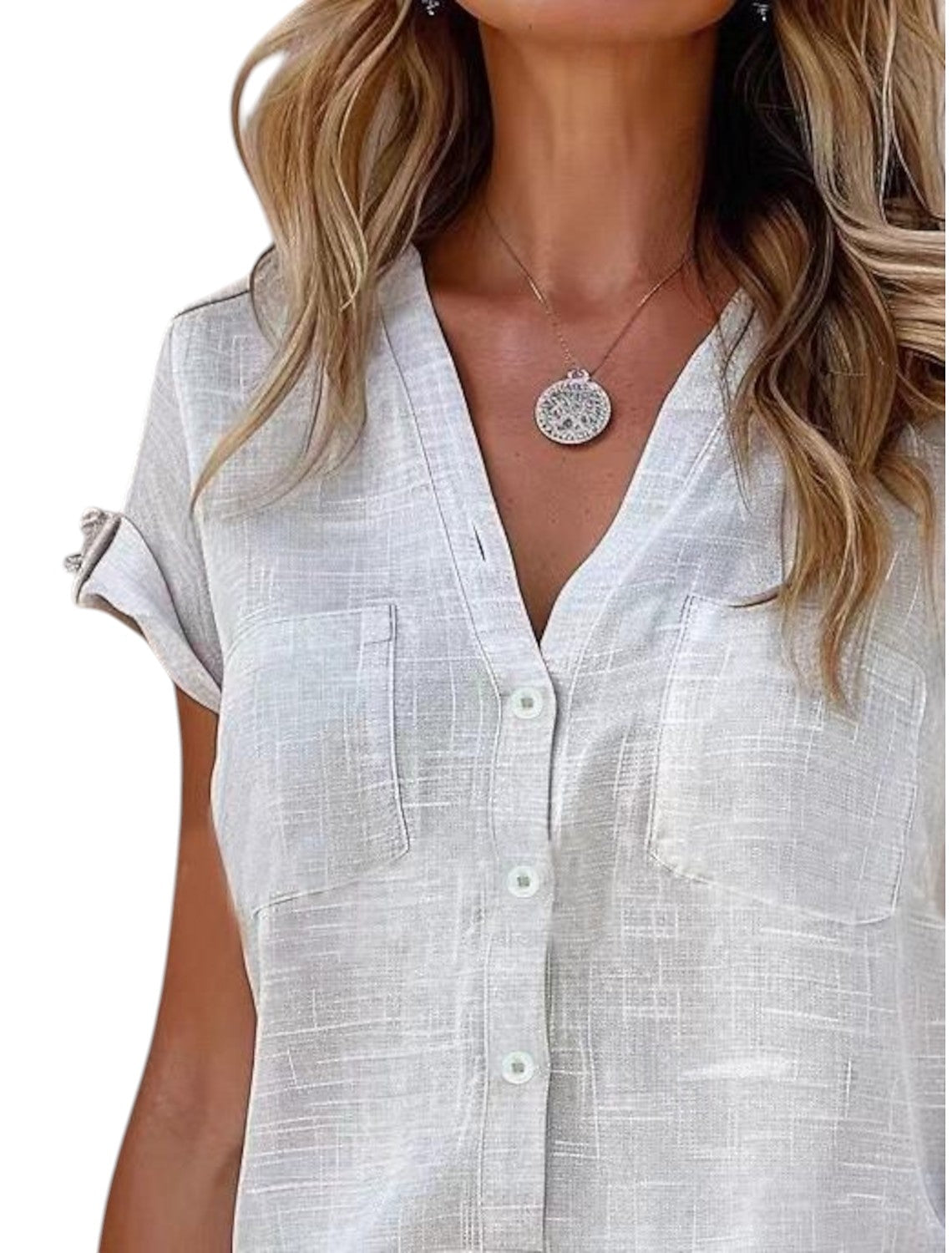 Breathable Blend Blouse - V Neck And Easy Movement Fit
