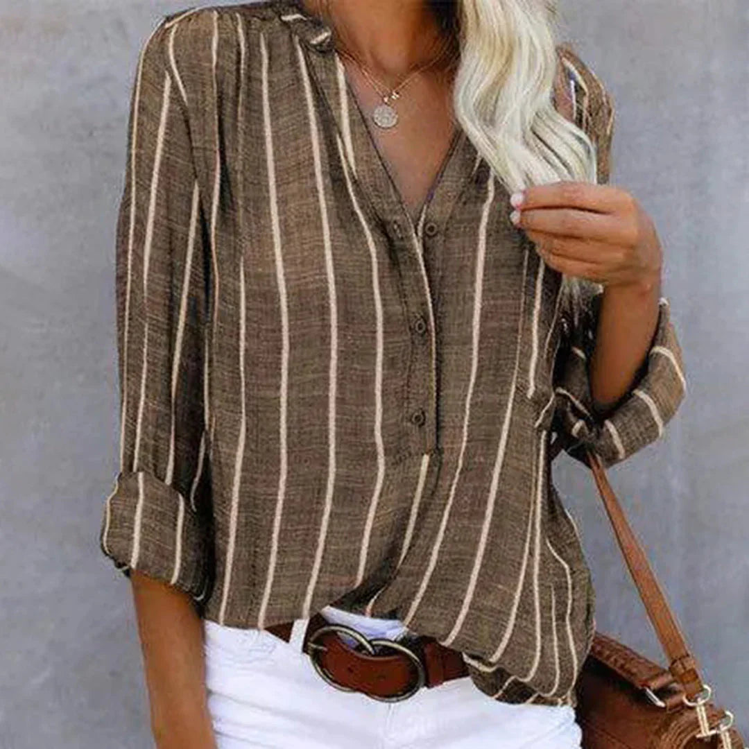 Women's Striped Button-Down Blouse - Summer Tops for Women 4