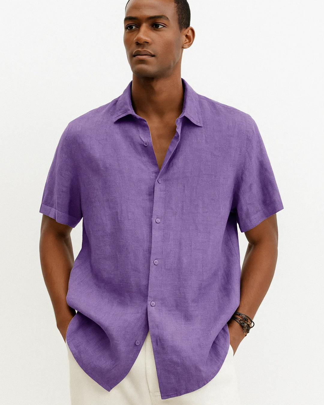 Button Down Shirt - Spread Collar & Ventilated Short-Sleeve