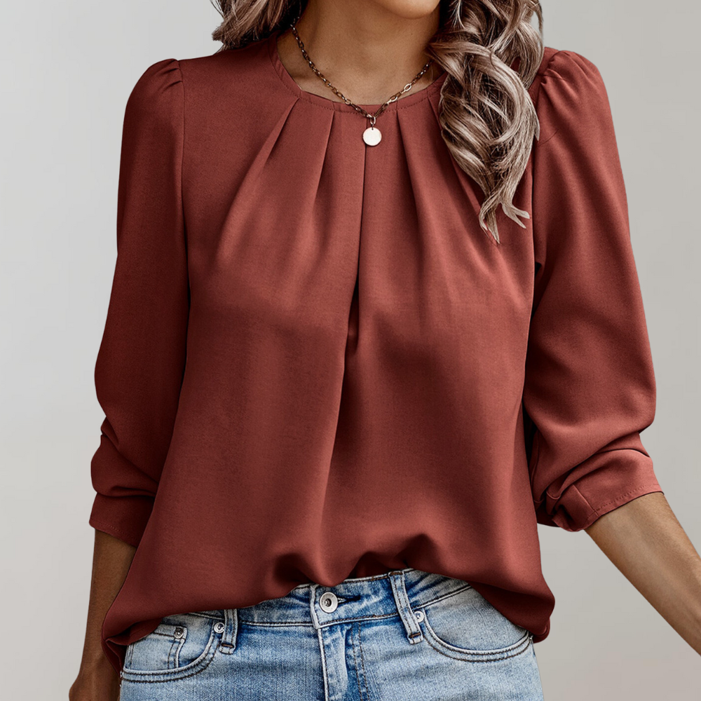 Variant image for Women's Blouse with Puff Sleeves Cotton-16