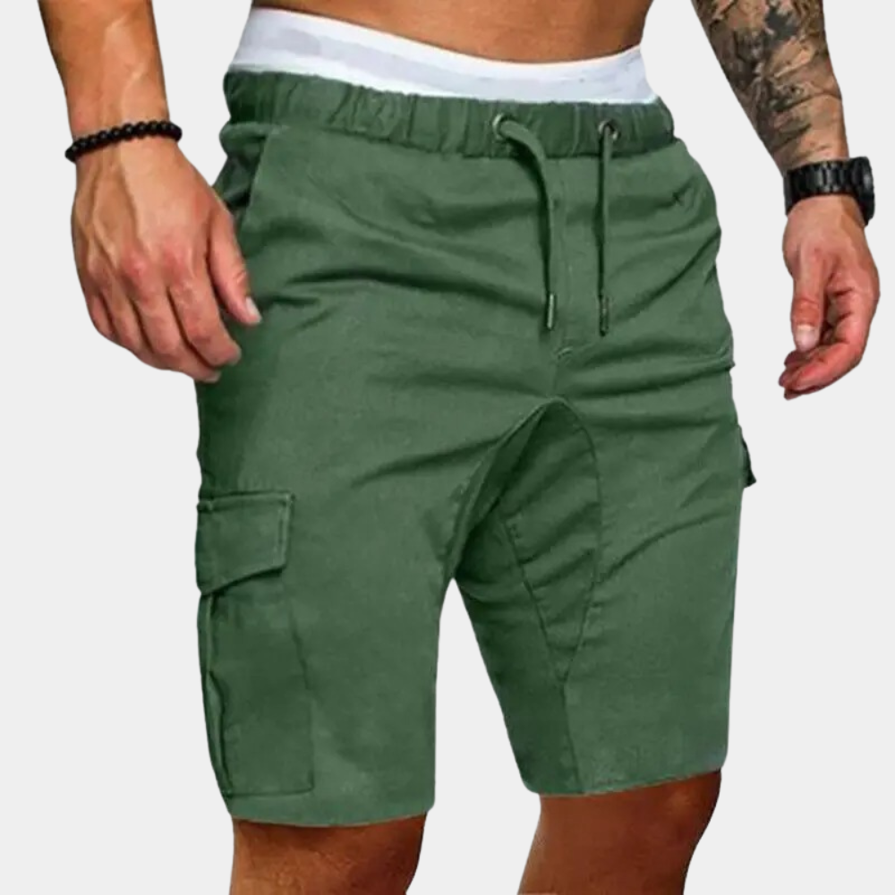 Variant image for Men's Cotton Cargo Shorts with Elastic Waist and Pockets-13