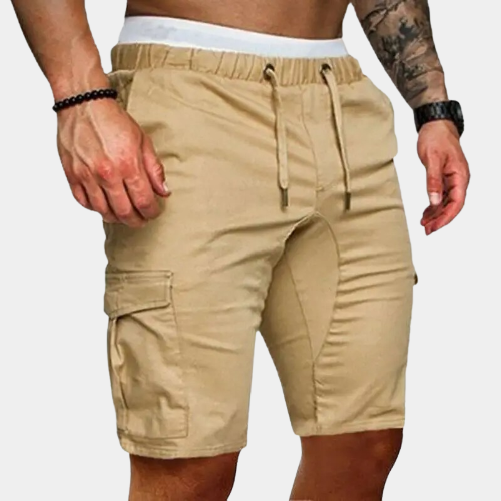 Variant image for Men's Cotton Cargo Shorts with Elastic Waist and Pockets-1