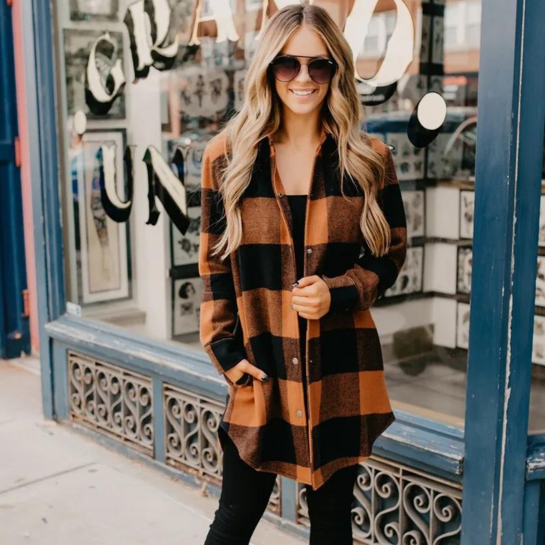 Cardigan - Chequered Pattern & Roomy Layering Space