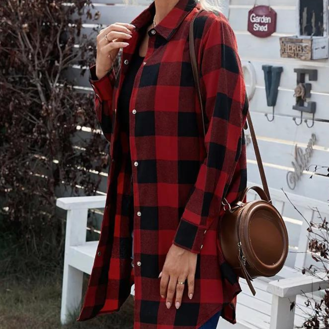 Cardigan - Chequered Pattern & Roomy Layering Space