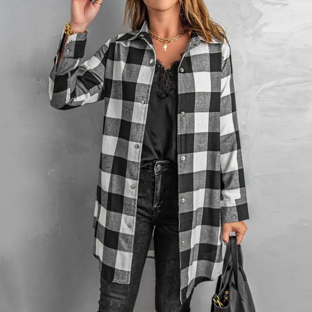 Cardigan - Chequered Pattern & Roomy Layering Space