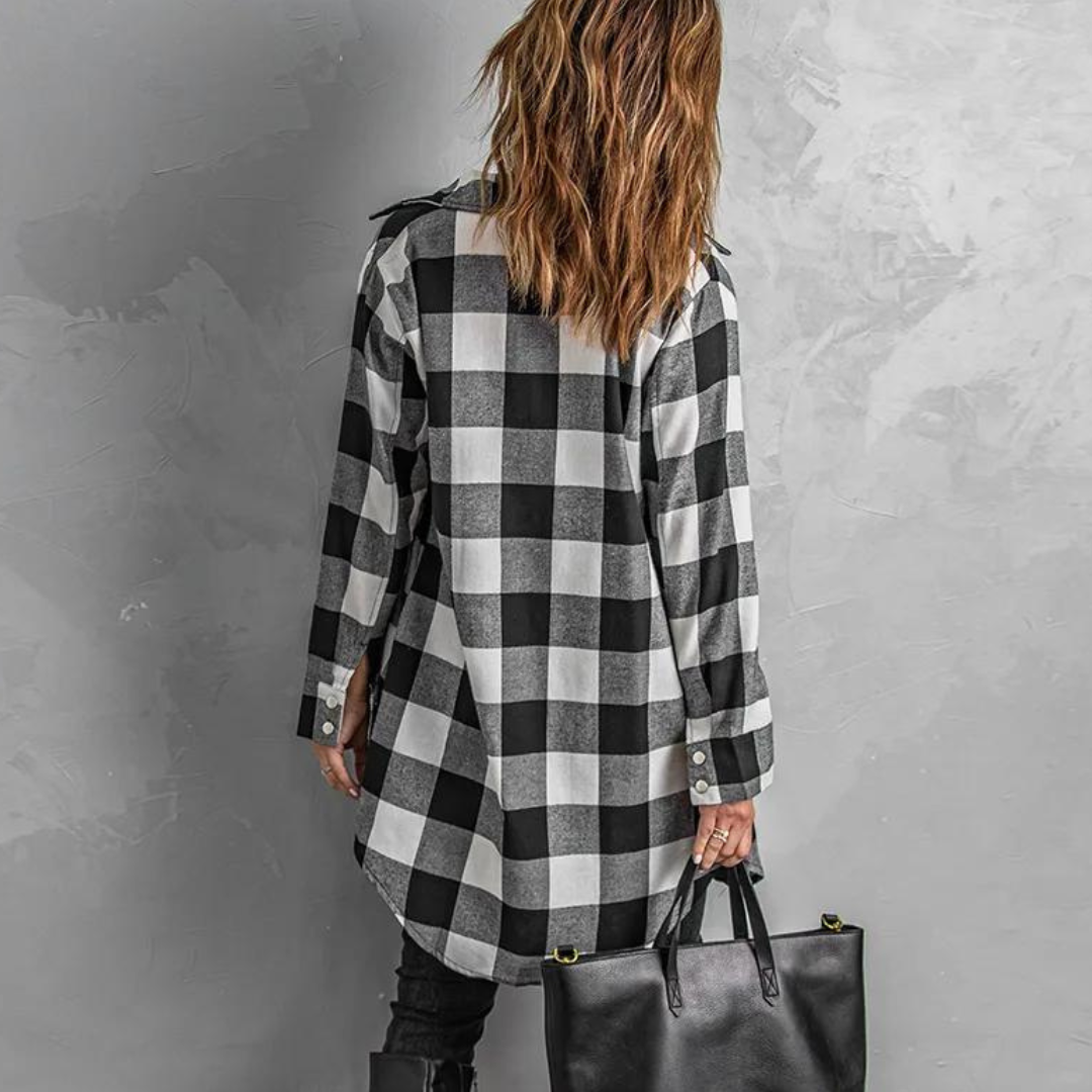 Cardigan - Chequered Pattern & Roomy Layering Space