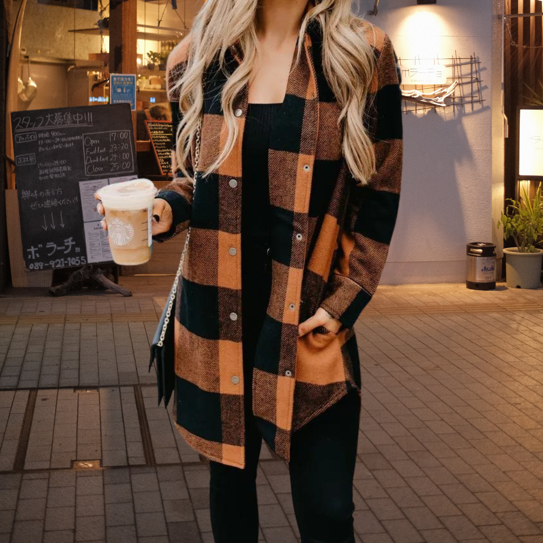 Cardigan - Chequered Pattern & Roomy Layering Space