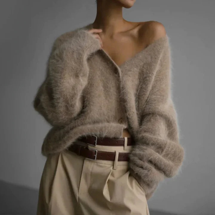 Cardigan - Fine Fiber Blend Knit & Soft Draping Warmth