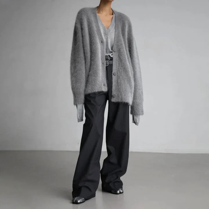 Cardigan - Fine Fiber Blend Knit & Soft Draping Warmth