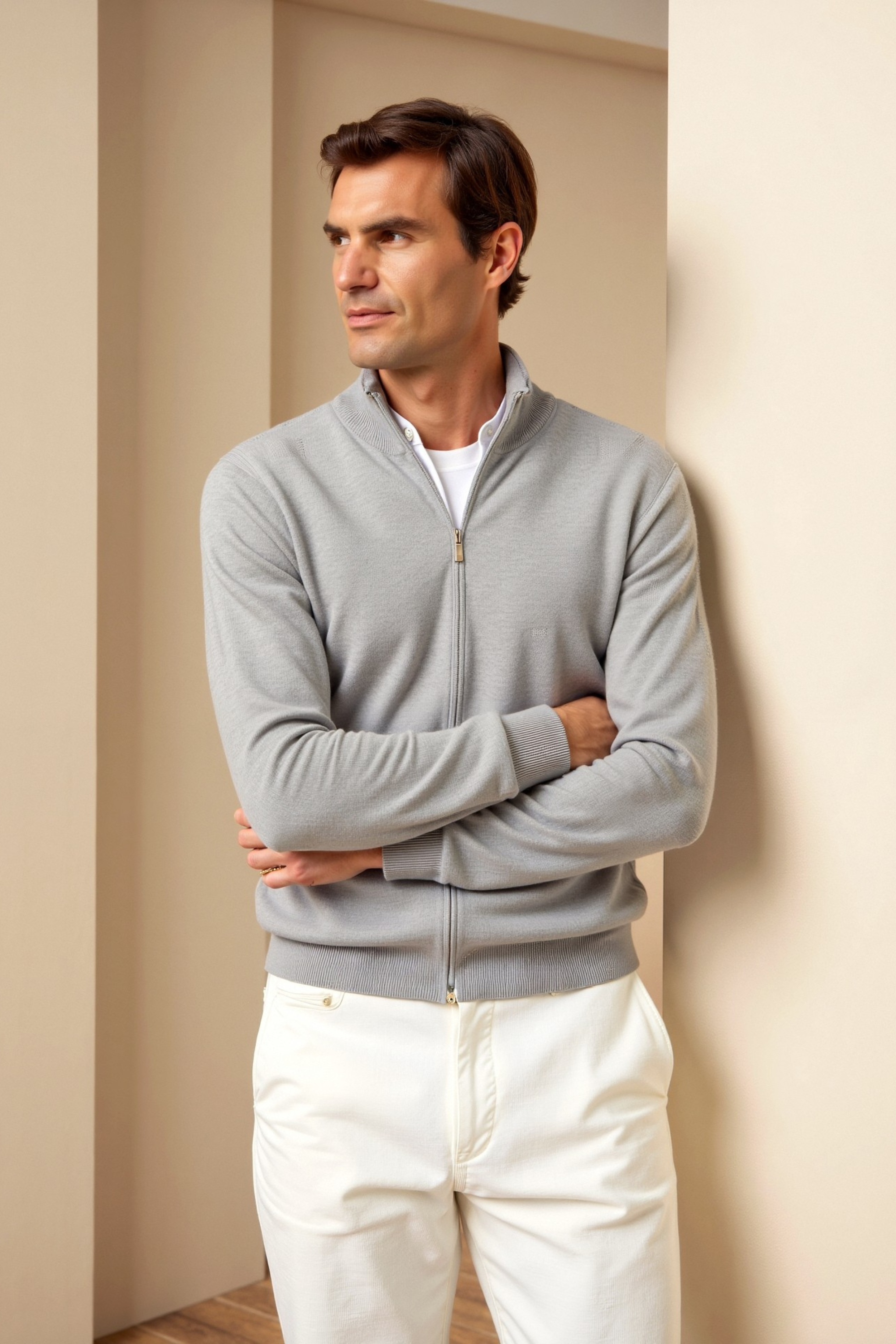 Cardigan - Knit Blend Slim Fit Shape And Smooth Layering