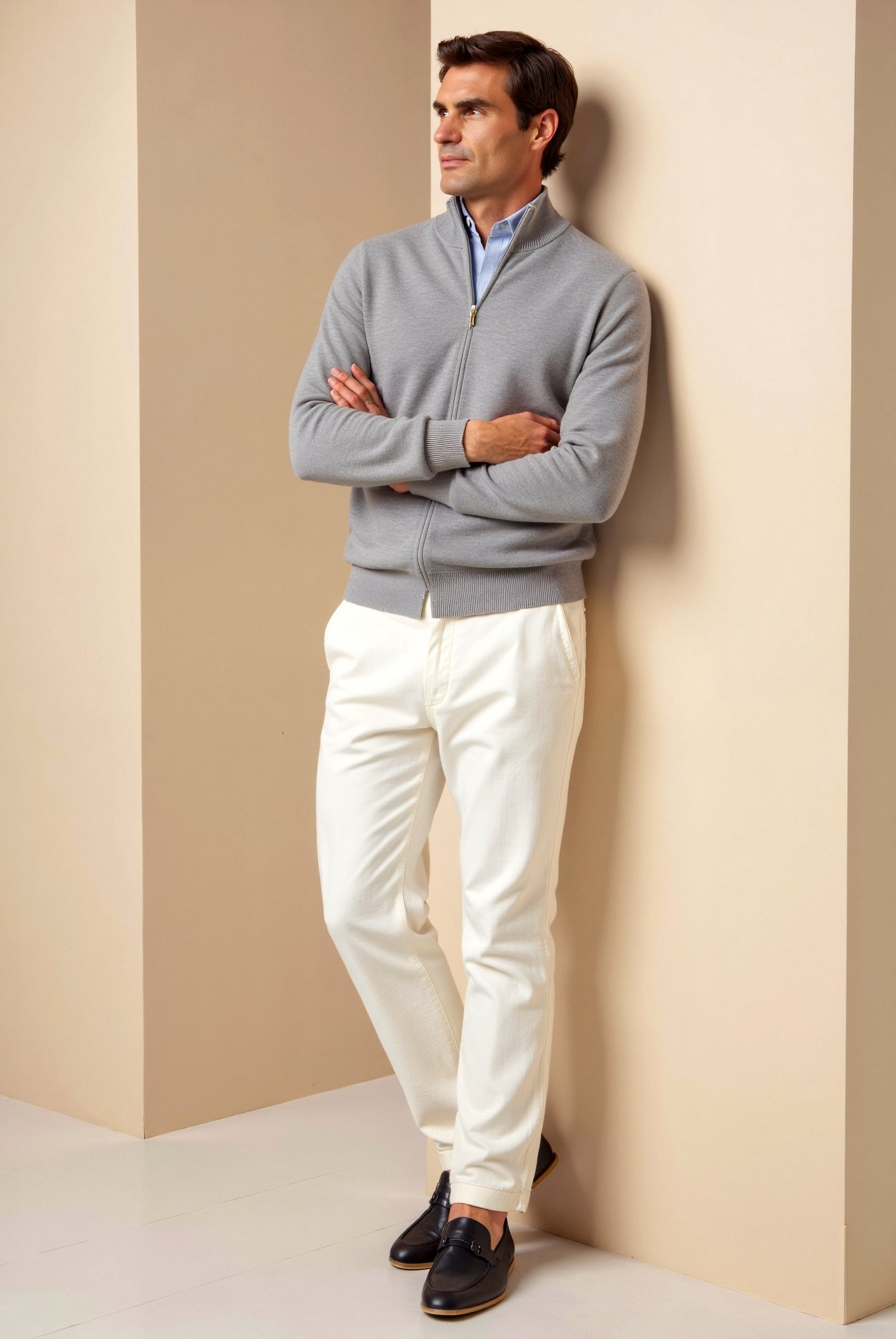 Cardigan - Knit Blend Slim Fit Shape And Smooth Layering