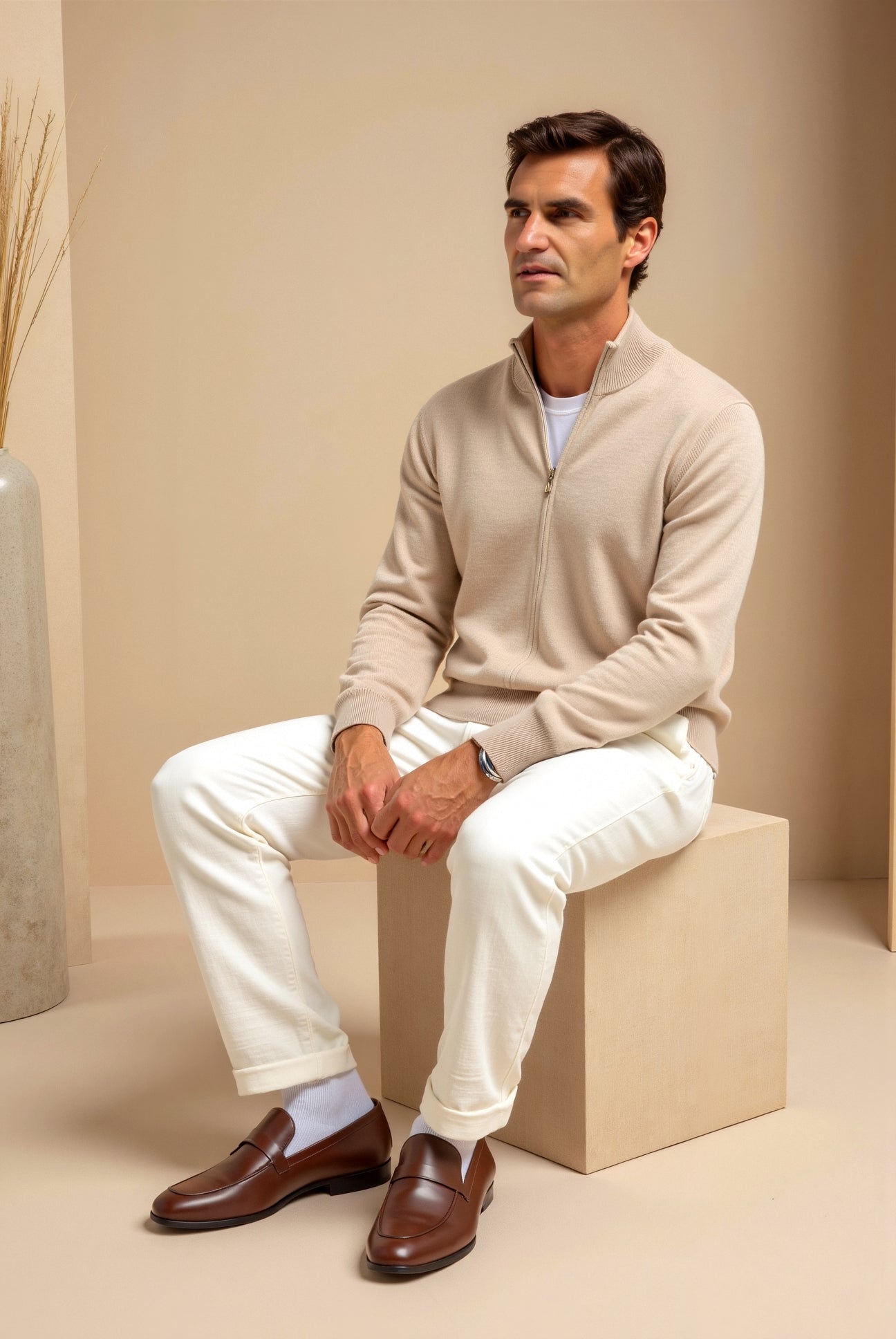 Cardigan - Knit Blend Slim Fit Shape And Smooth Layering