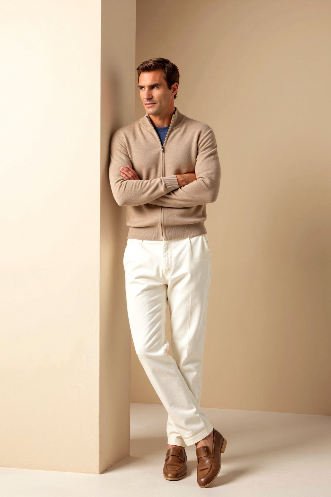 Cardigan - Knit Blend Slim Fit Shape And Smooth Layering