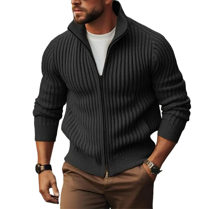 Cardigan - Polyester Blend Zip Front And Insulating Warmth