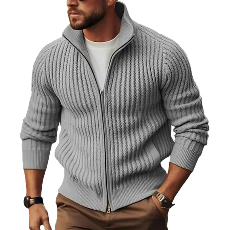 Cardigan - Polyester Blend Zip Front And Insulating Warmth
