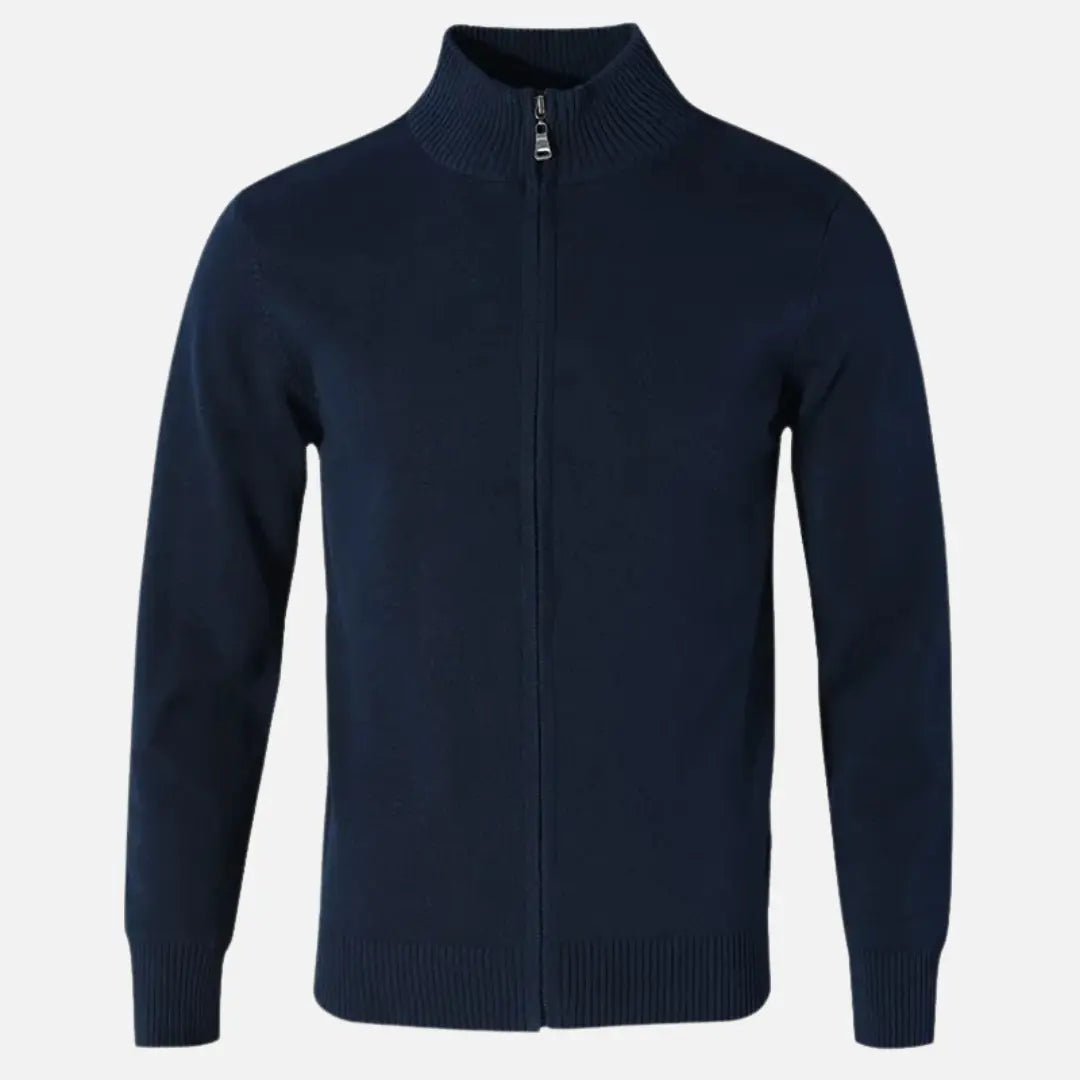Cardigan - Ribbed Knit Blend & Full Zip For Easy Wear