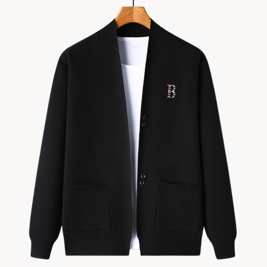 Cardigan – Ribbed Shoulders And Cuffs & Flexible Fit