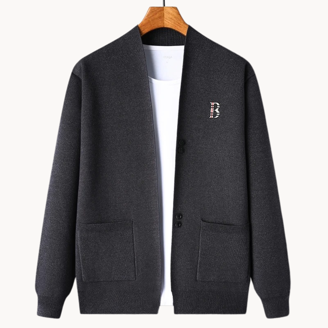 Cardigan – Ribbed Shoulders And Cuffs & Flexible Fit