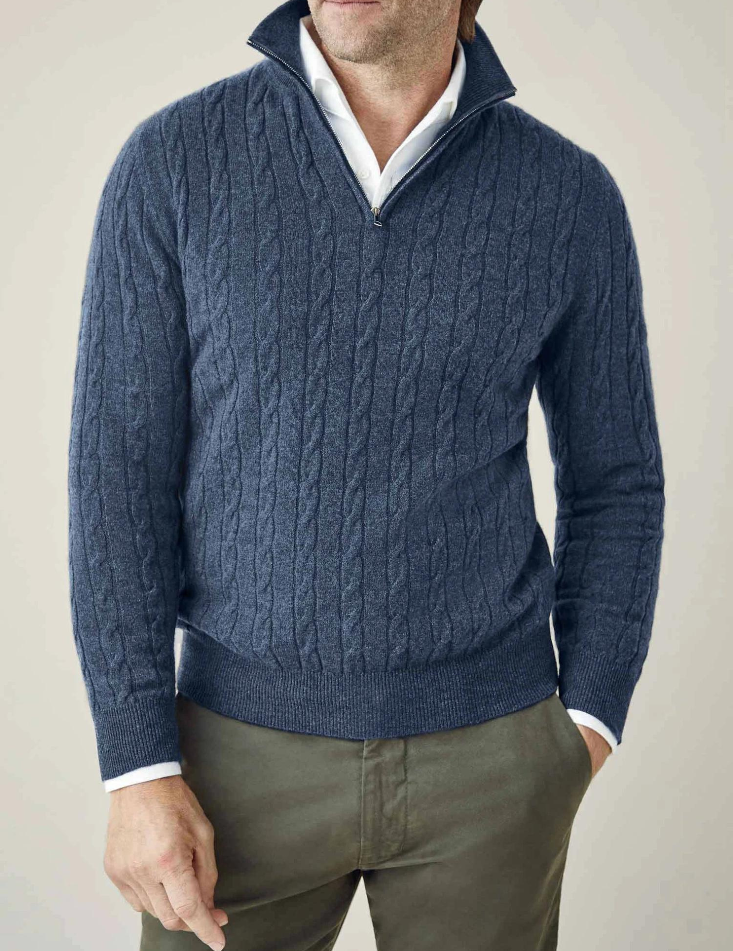 Castello | Cable Knit Zipper Sweater ByCastello