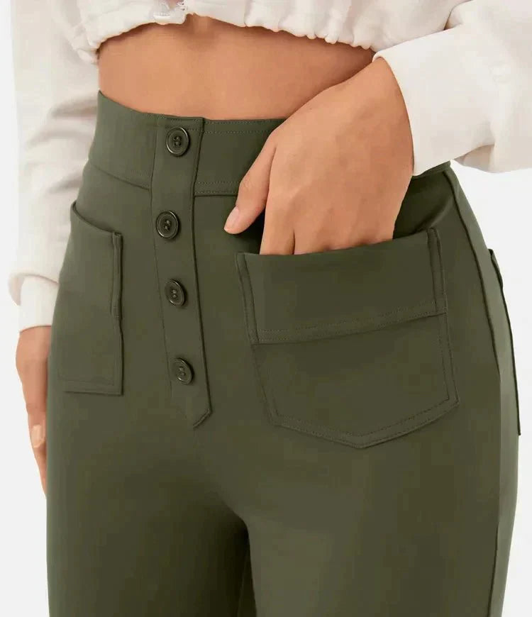 Casual Pants - High Waist Band & Flexible Movement Ease