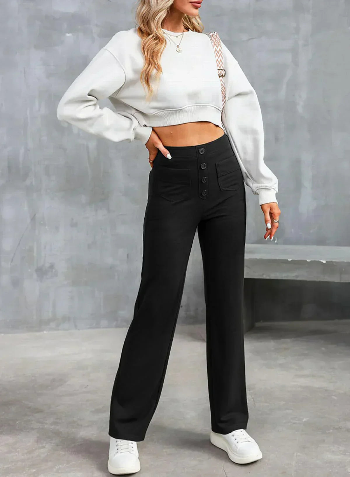 Casual Pants - High Waist Band & Flexible Movement Ease