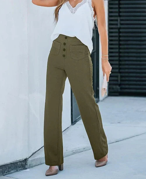 Casual Pants - High Waist Band & Flexible Movement Ease