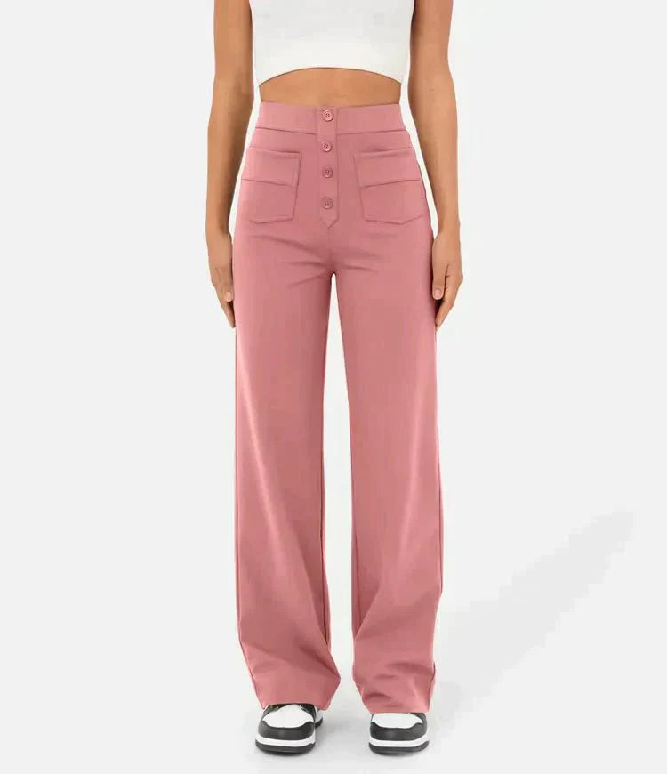 Casual Pants - High Waist Band & Flexible Movement Ease