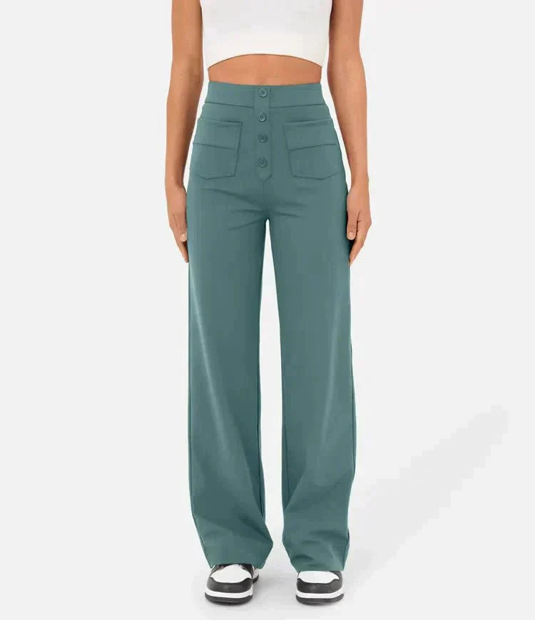 Casual Pants - High Waist Band & Flexible Movement Ease