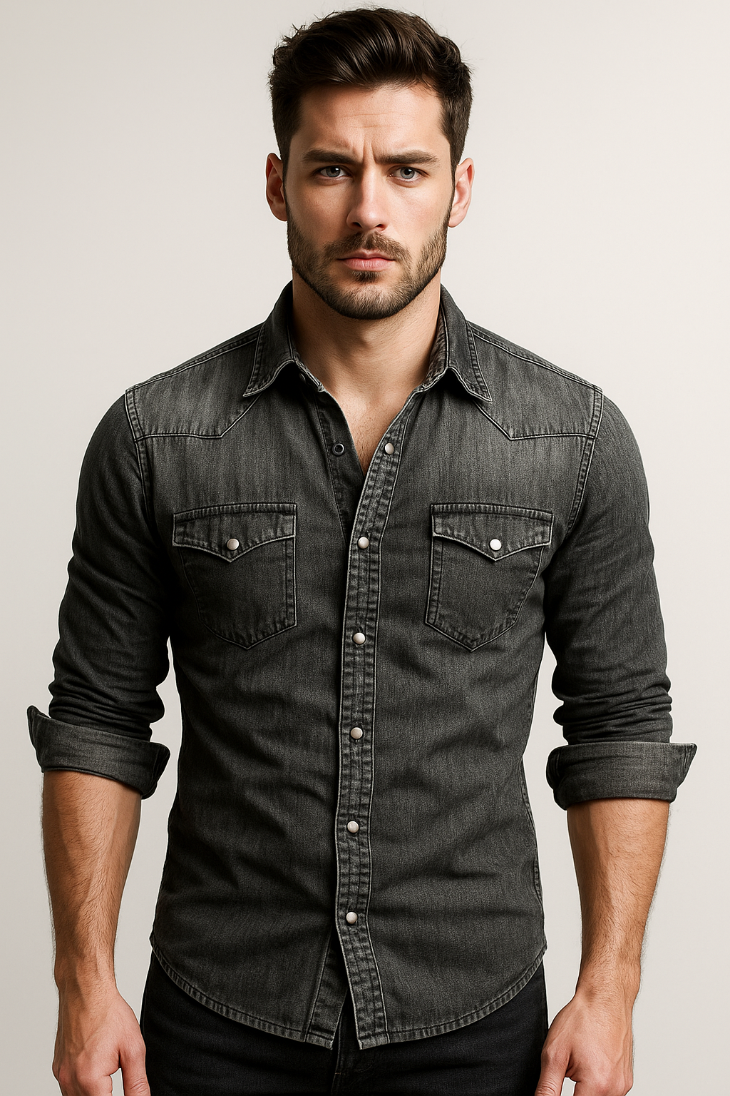 Variant image for Men's Denim Shirt Casual-11