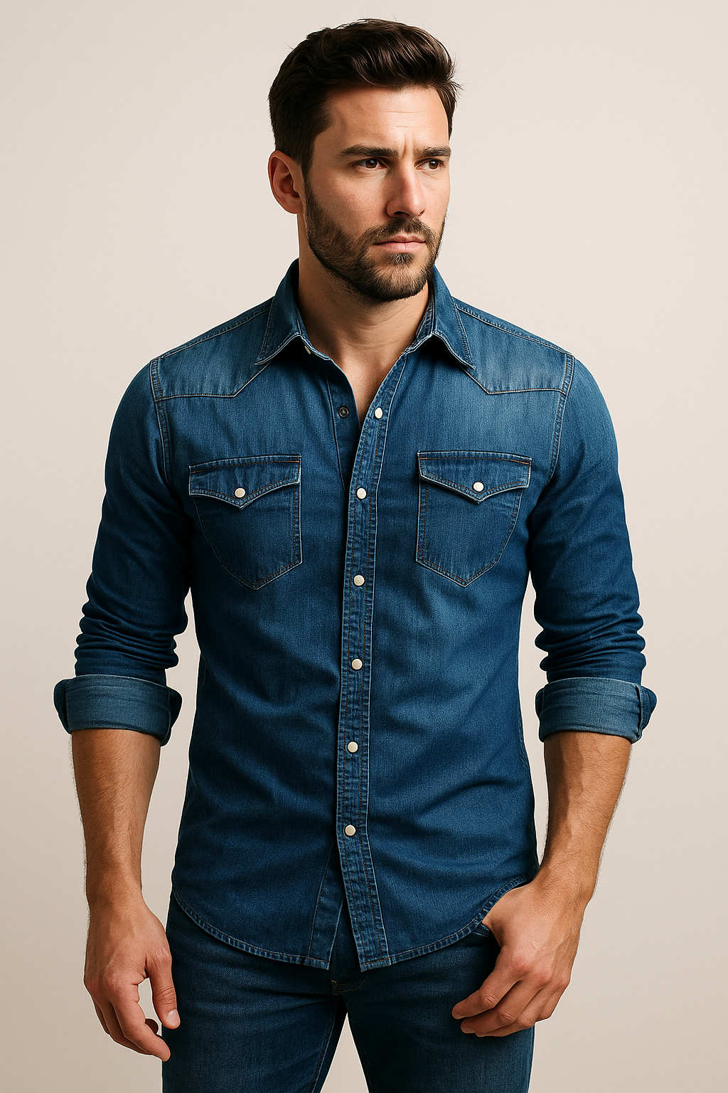 Variant image for Men's Denim Shirt Casual-6