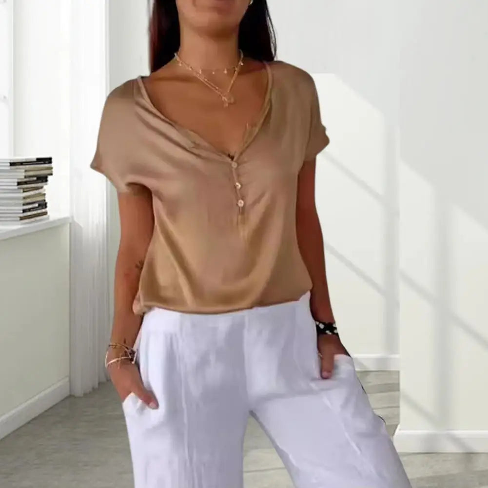Chenille Blend Top - Clean Neckline & Soft Light Drape