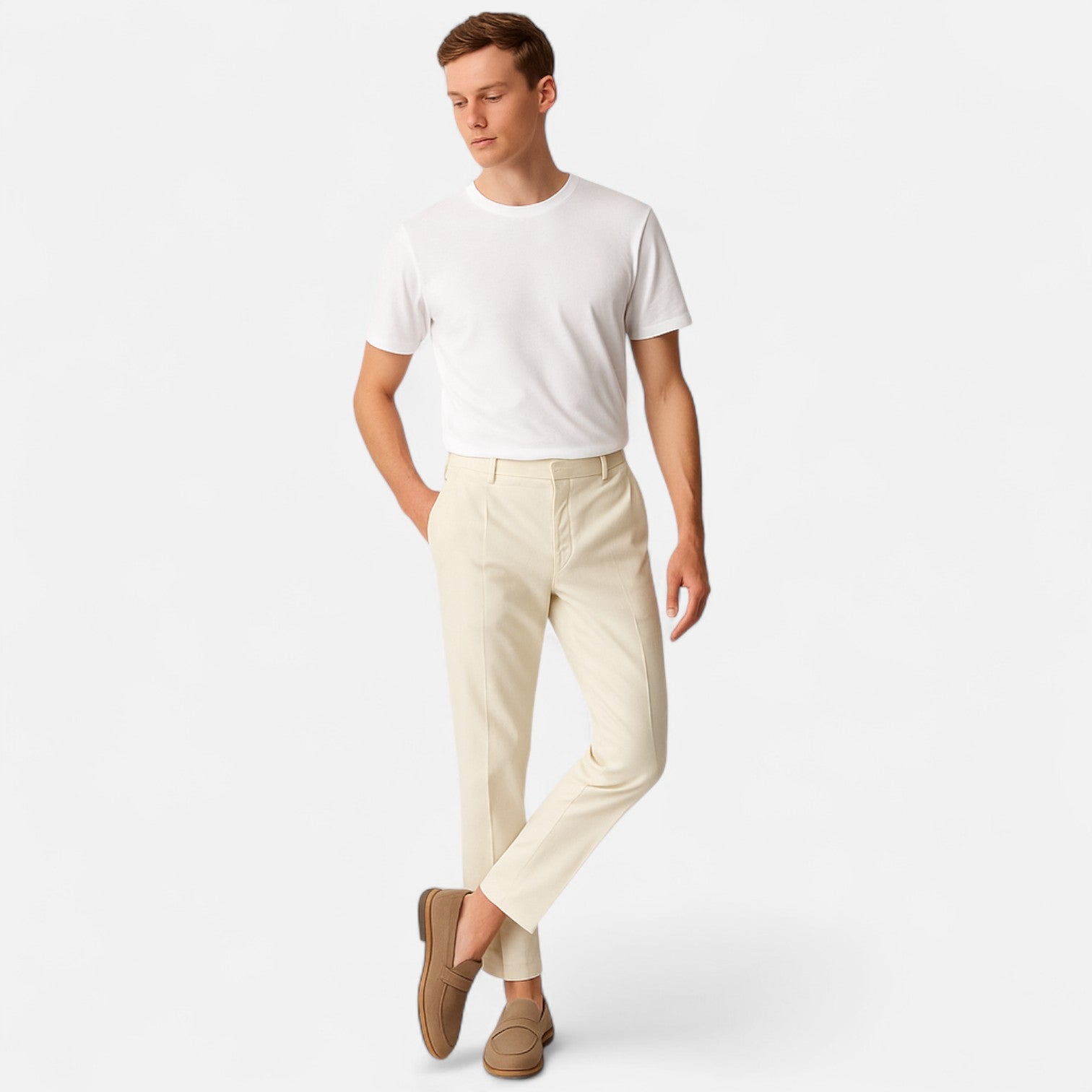 Chino Trousers - Blend Fabric Regular Cut And Easy Movement