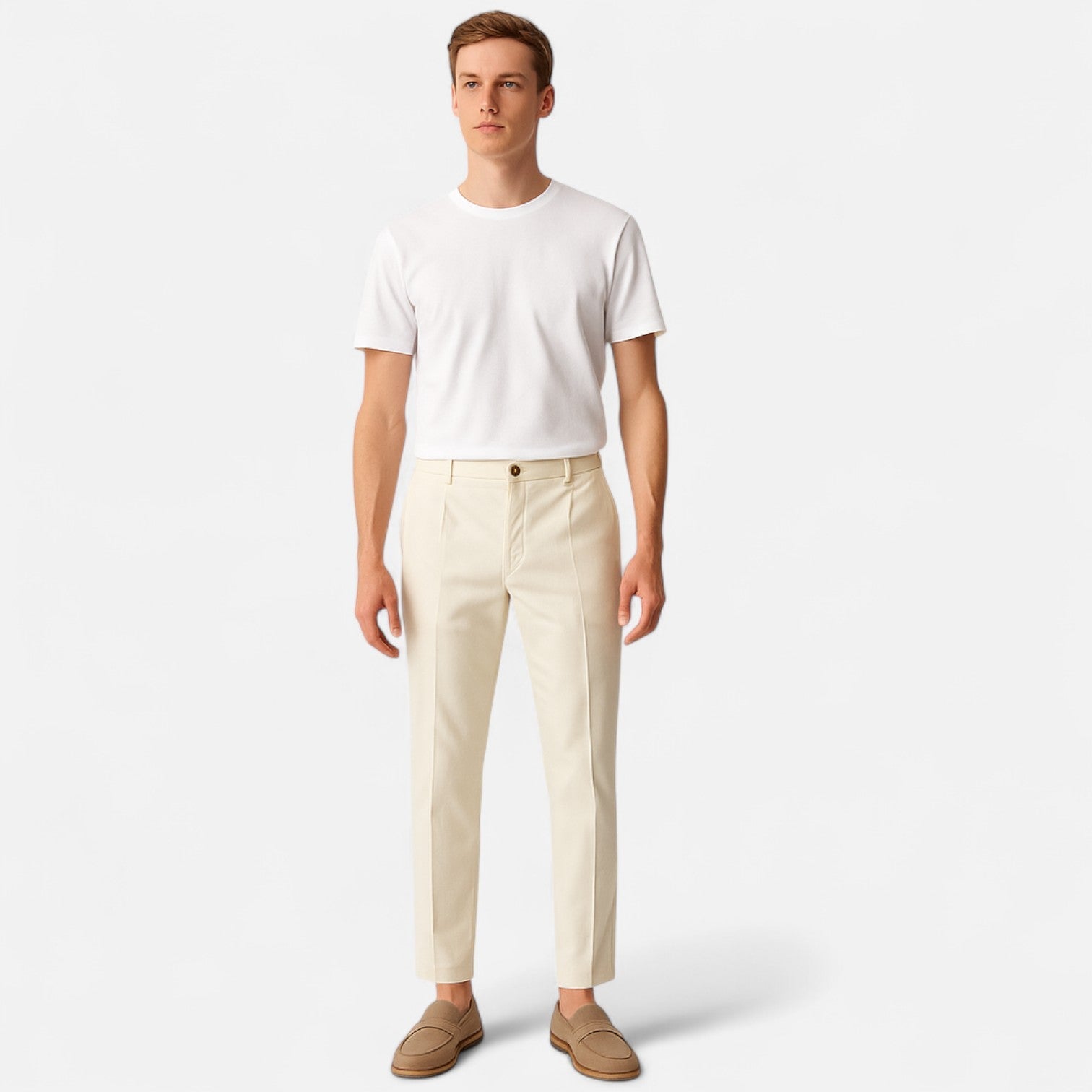 Chino Trousers - Blend Fabric Regular Cut And Easy Movement