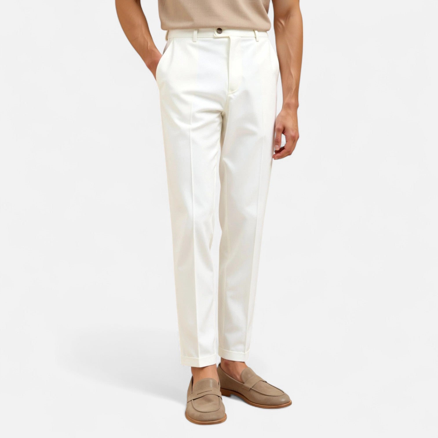 Chino Trousers - Blend Fabric Regular Cut And Easy Movement