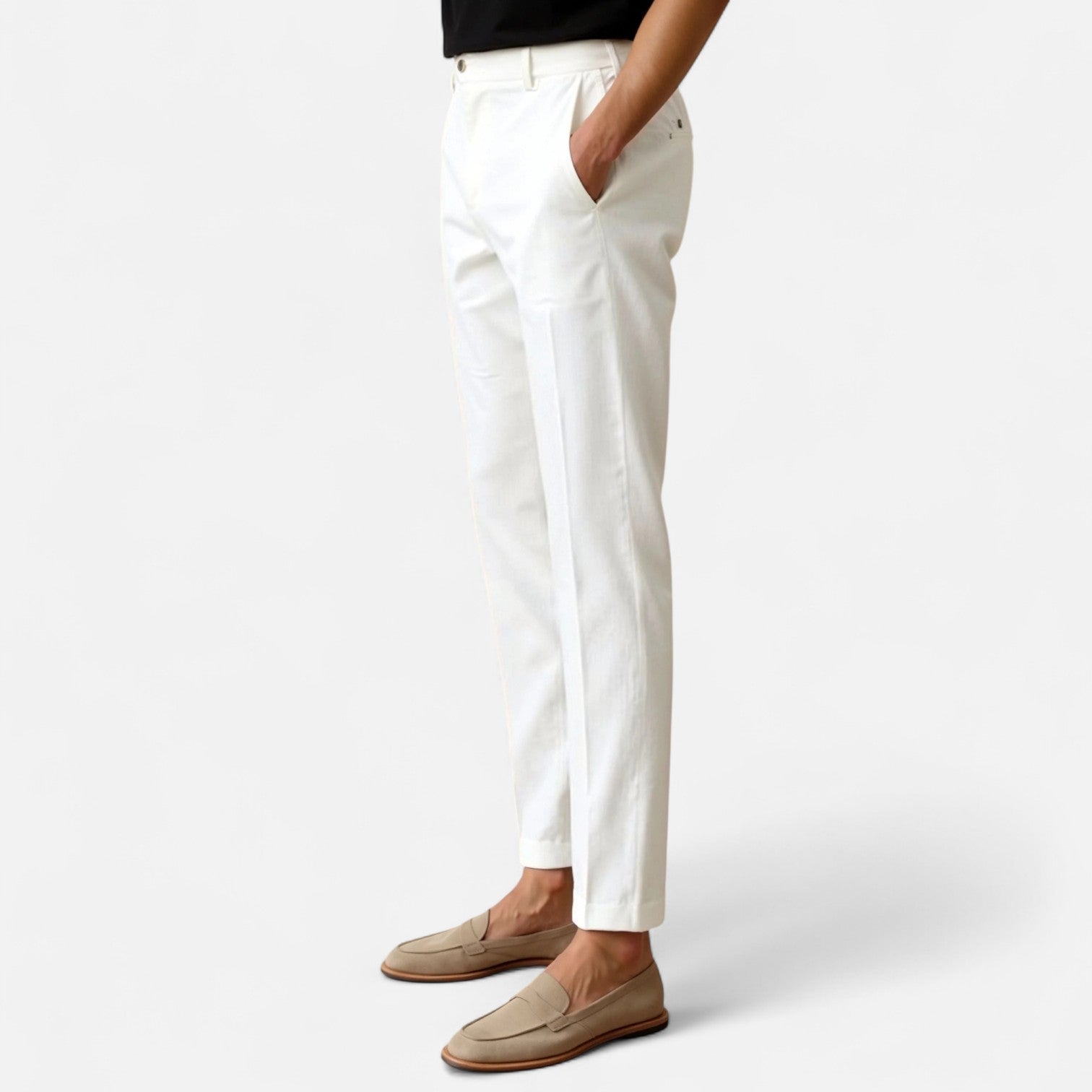 Chino Trousers - Blend Fabric Regular Cut And Easy Movement
