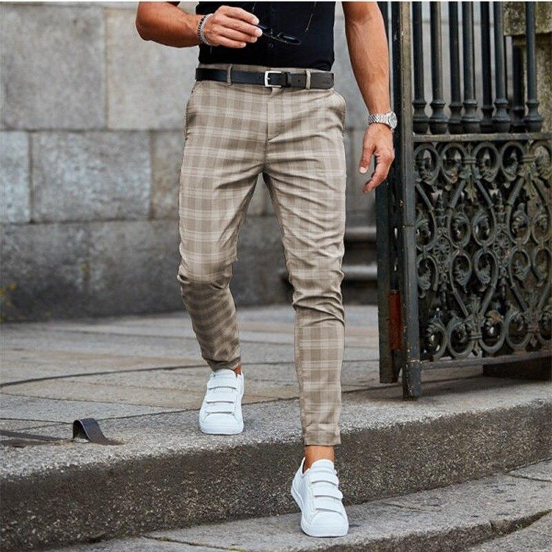 Chinos – Breathable Blend Checked Pattern And Flexible Shape
